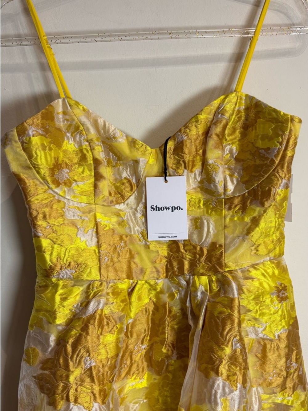 SHOWPO NWT BRAILEY MIDI DRESS Aline Corset Detail Dress In Yellow Size 2 - Picture 6 of 10
